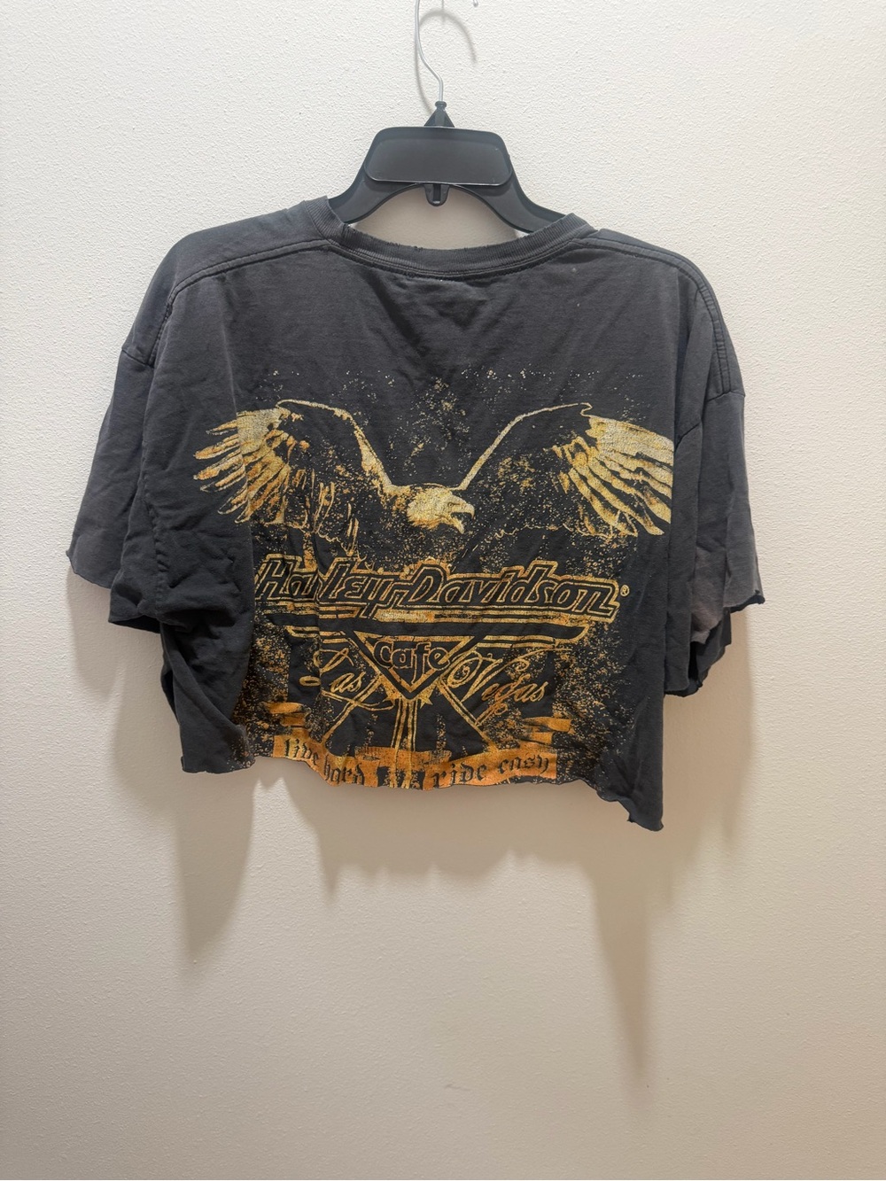 Harley-Davidson Black Crop Top with Gold Eagle Graphic